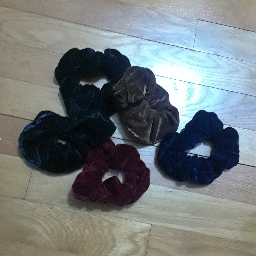 Handmade velvet scrunchies.